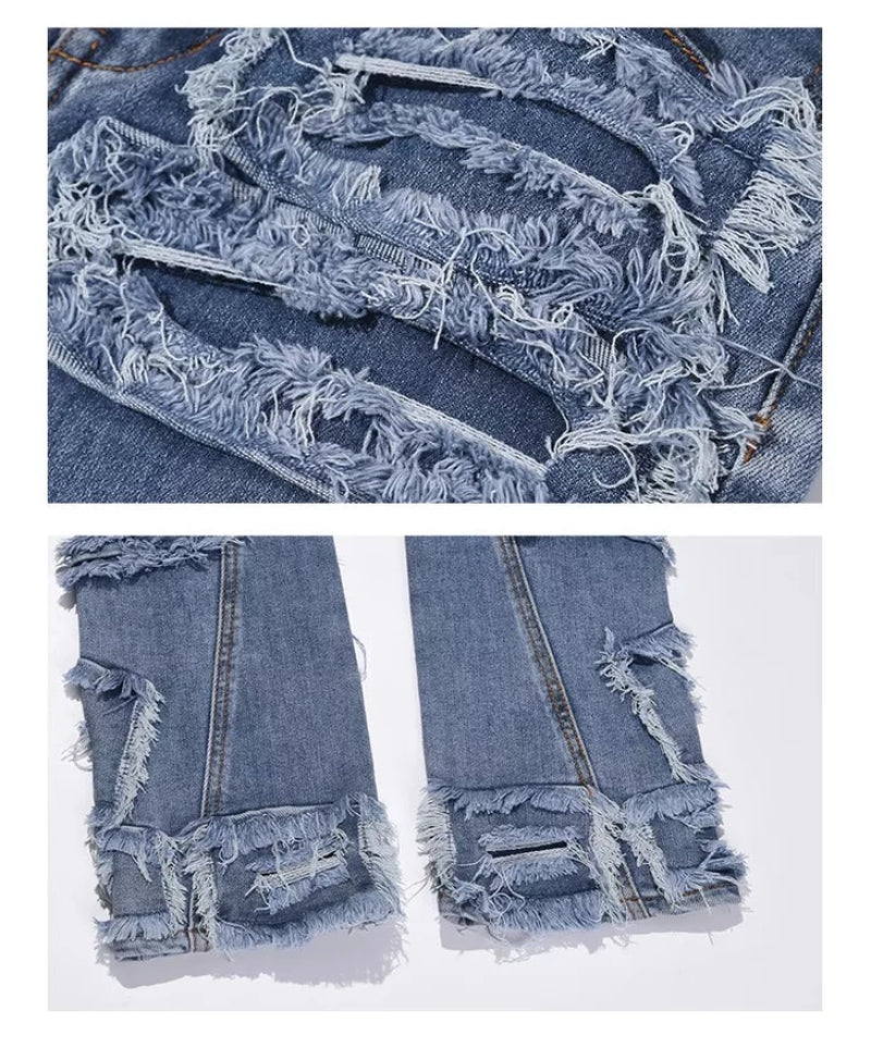 HEAVY JOURNEY RIPPED PATCH JEANS