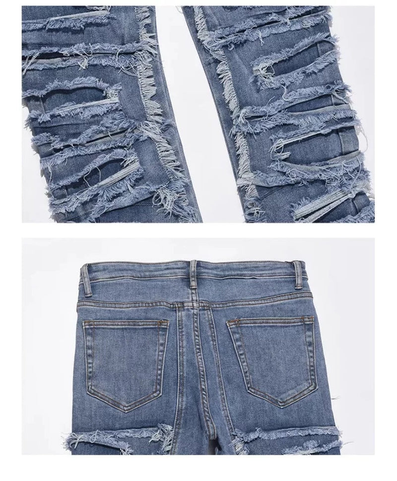 HEAVY JOURNEY RIPPED PATCH JEANS